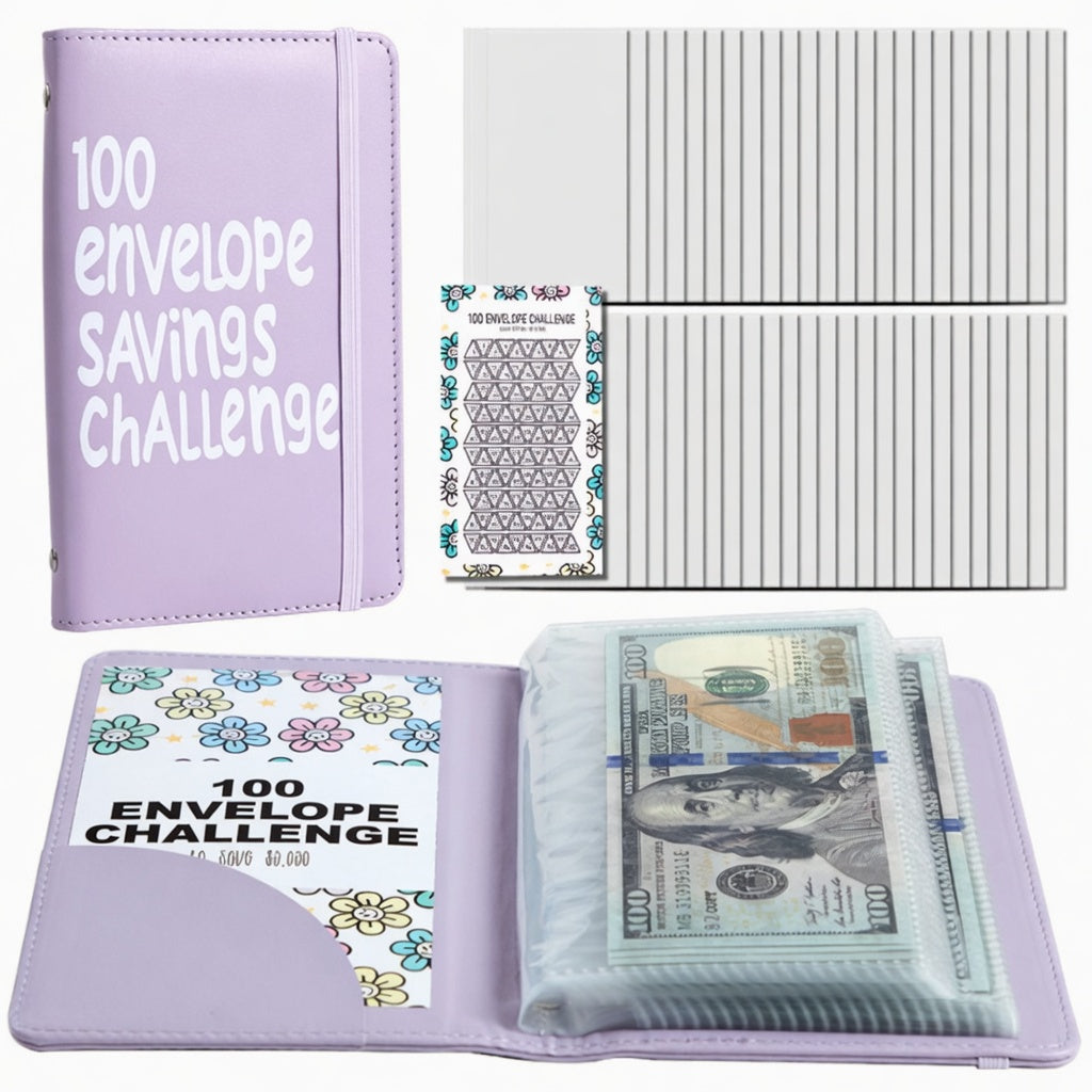 100 Envelopes Money Saving Challenge - A5 Money Saver Budget Binder Book with Cash Envelopes and Numbers, 100-Days of Easy and Funny Ways to Save $5,050 Cash Envelope Challenge Binder, Pink