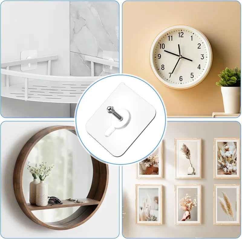 BUY 10 GET 10 FREE 20PCS Adhesive Frame Hooks Wall Mount Self-Adhesive Hooks Suitable for Bathroom and Kitchen Decoration