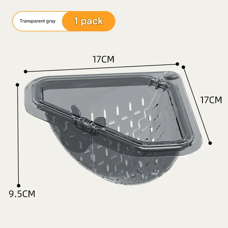 `MCOIKY® Magnetic draining triangular kitchen sink filter for storing food scraps, leftovers, and kitchen waste.