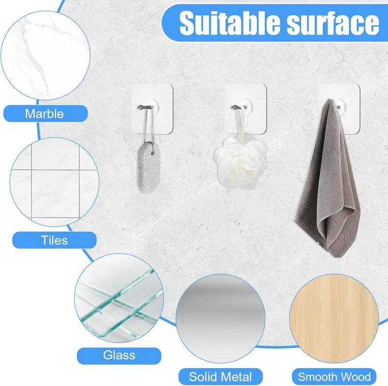 BUY 10 GET 10 FREE 20PCS Adhesive Frame Hooks Wall Mount Self-Adhesive Hooks Suitable for Bathroom and Kitchen Decoration