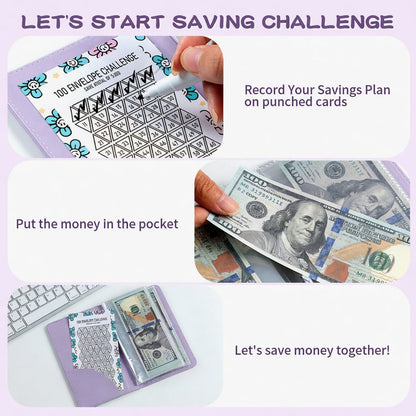 100 Envelopes Money Saving Challenge - A5 Money Saver Budget Binder Book with Cash Envelopes and Numbers, 100-Days of Easy and Funny Ways to Save $5,050 Cash Envelope Challenge Binder, Pink