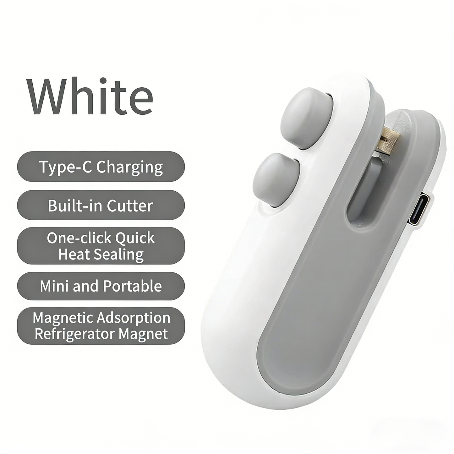 🎉Special limited-time discount | Upgraded Mini Bag Sealer With Cutter And Magnet, 2 In 1 Rechargeable Usb C Bag Sealer Heat Seal Machine With Sealer&Cutter