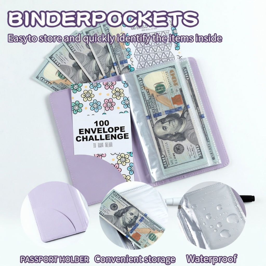 100 Envelopes Money Saving Challenge - A5 Money Saver Budget Binder Book with Cash Envelopes and Numbers, 100-Days of Easy and Funny Ways to Save $5,050 Cash Envelope Challenge Binder, Pink