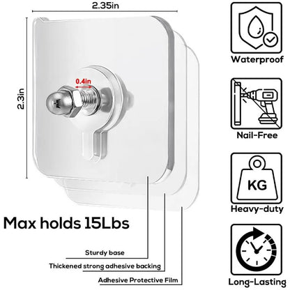 BUY 10 GET 10 FREE 20PCS Adhesive Frame Hooks Wall Mount Self-Adhesive Hooks Suitable for Bathroom and Kitchen Decoration