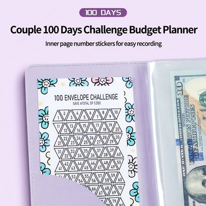 100 Envelopes Money Saving Challenge - A5 Money Saver Budget Binder Book with Cash Envelopes and Numbers, 100-Days of Easy and Funny Ways to Save $5,050 Cash Envelope Challenge Binder, Pink
