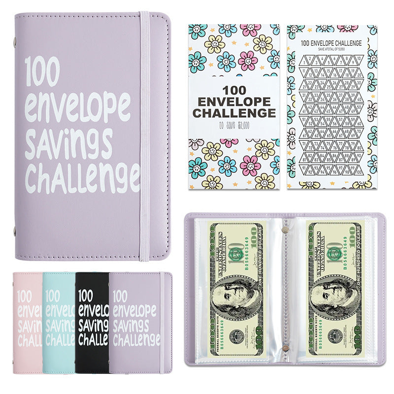 100 Envelopes Money Saving Challenge - A5 Money Saver Budget Binder Book with Cash Envelopes and Numbers, 100-Days of Easy and Funny Ways to Save $5,050 Cash Envelope Challenge Binder, Pink