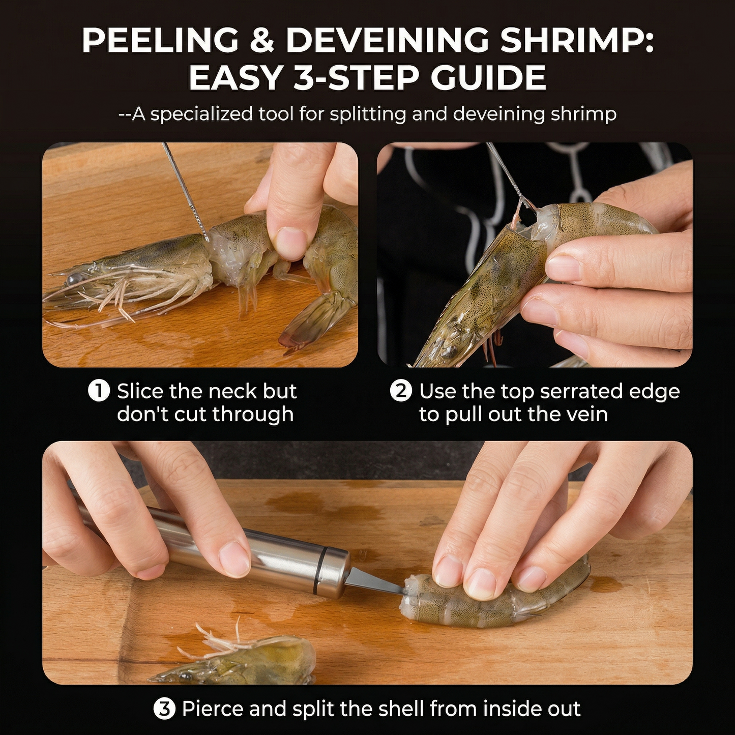 2PCS - 5 In 1 Multifunctional Shrimp Line Fish Maw Knife Stainless Steel Shrimp Deveiner Tool Multifunctional Fast Shrimp Peeler Fish Scale Remover Kitchen Fish and Shrimp Duck Intestine Cleaner