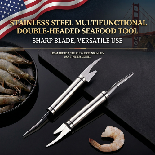2PCS - 5 In 1 Multifunctional Shrimp Line Fish Maw Knife Stainless Steel Shrimp Deveiner Tool Multifunctional Fast Shrimp Peeler Fish Scale Remover Kitchen Fish and Shrimp Duck Intestine Cleaner