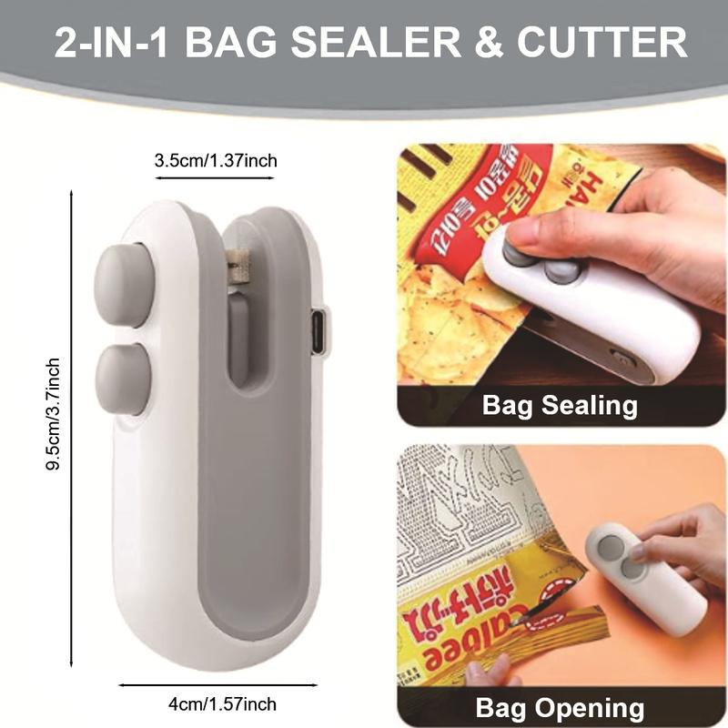🎉Special limited-time discount | Upgraded Mini Bag Sealer With Cutter And Magnet, 2 In 1 Rechargeable Usb C Bag Sealer Heat Seal Machine With Sealer&Cutter