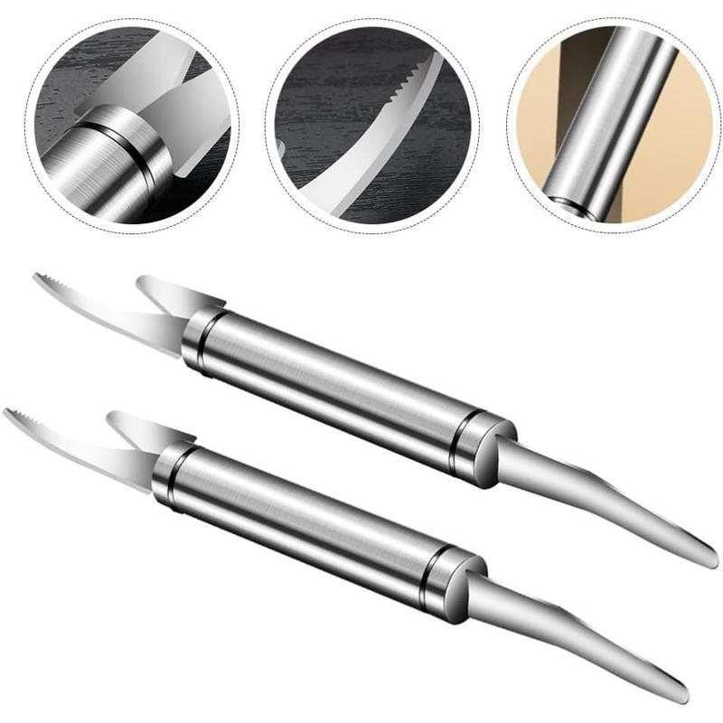 2PCS - 5 In 1 Multifunctional Shrimp Line Fish Maw Knife Stainless Steel Shrimp Deveiner Tool Multifunctional Fast Shrimp Peeler Fish Scale Remover Kitchen Fish and Shrimp Duck Intestine Cleaner
