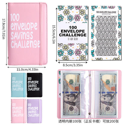 100 Envelopes Money Saving Challenge - A5 Money Saver Budget Binder Book with Cash Envelopes and Numbers, 100-Days of Easy and Funny Ways to Save $5,050 Cash Envelope Challenge Binder, Pink