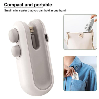 🎉Special limited-time discount | Upgraded Mini Bag Sealer With Cutter And Magnet, 2 In 1 Rechargeable Usb C Bag Sealer Heat Seal Machine With Sealer&Cutter